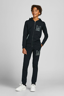 Happy Giraffe Jack & Jones - Crni donji deo trenerke sa printom psa