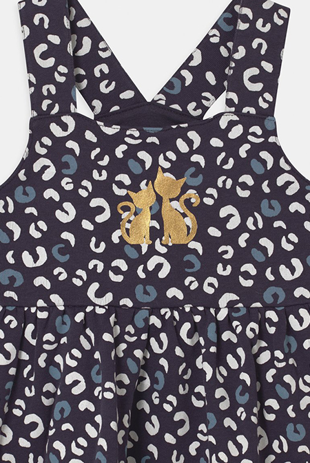 Blue Seven - Haljina sa printom tufnica i dve mačke Happy Giraffe