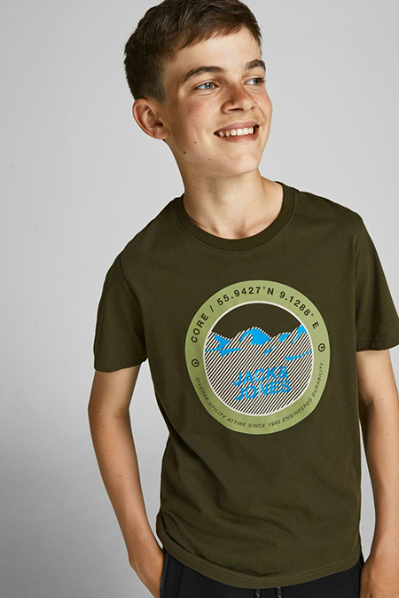 Jack & Jones - Tamno zelena majica sa printom Happy Giraffe
