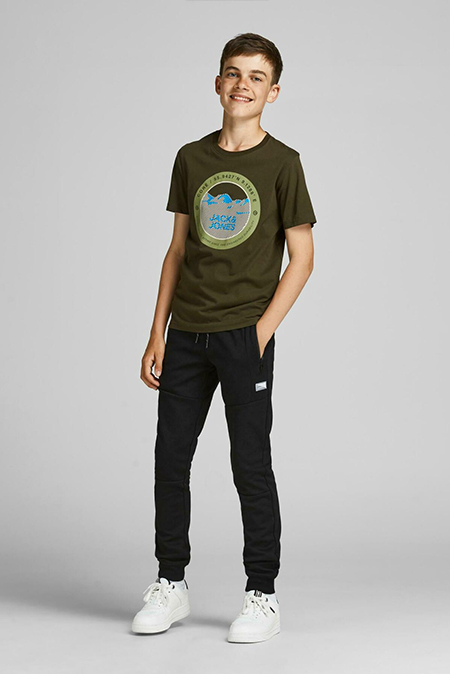 Jack & Jones - Tamno zelena majica sa printom Happy Giraffe