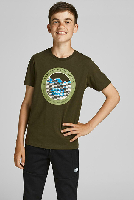 Jack & Jones - Tamno zelena majica sa printom Happy Giraffe