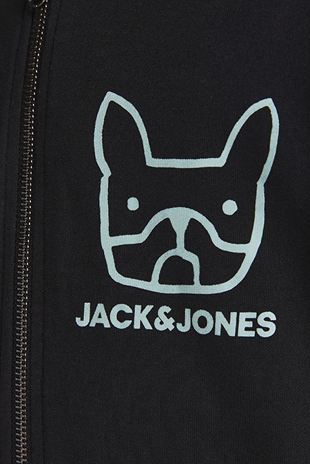 Jack & Jones - Crna dukserica sa printom psa Happy Giraffe