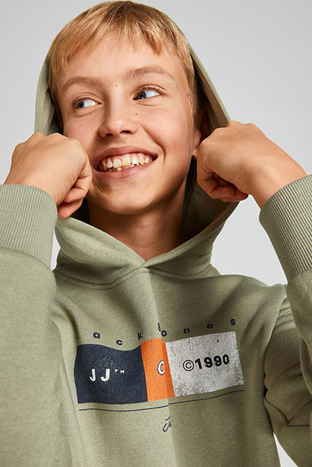 Jack & Jones - Maslinasto zelena dukserica sa printom Happy Giraffe