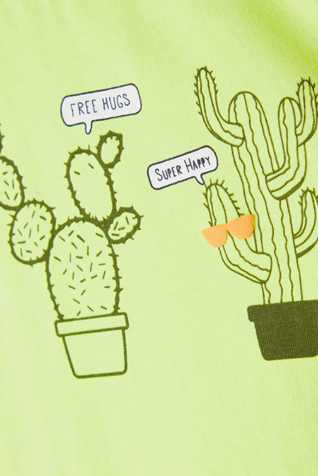NAME IT - Zelena majica sa printom kaktusa Happy Giraffe