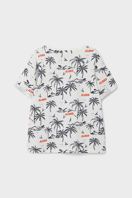 NAME IT - Bela majica sa printom palmi Happy Giraffe