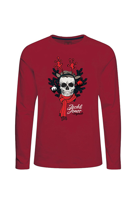 Jack & Jones - Crvena dukserica sa printom Happy Giraffe